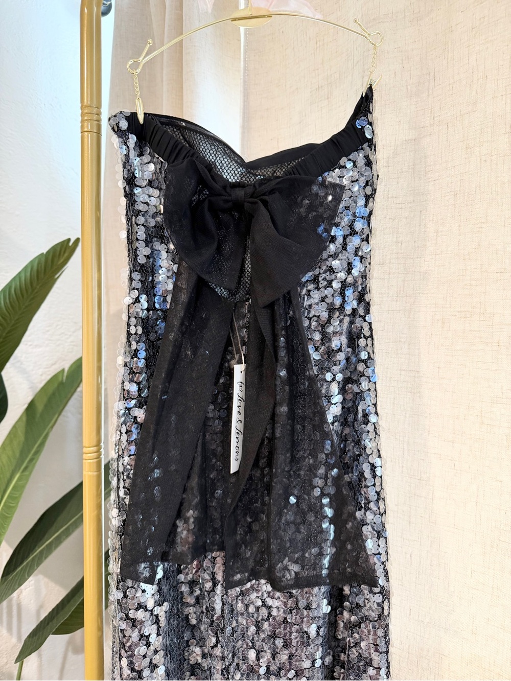 Black For Love And Lemons “Christelle” Sequin Maxi Gown Size Small NWT - Picture 14 of 17